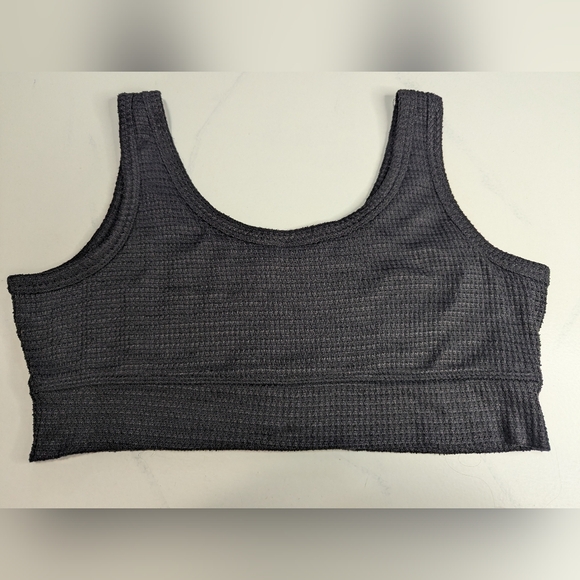 Women's Black Waffle Knit Bralette Or Crop Top, No Brand, Size Large - Picture 1 of 6